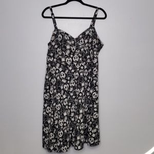 Torrid Black and White Floral Skull Swing Dress